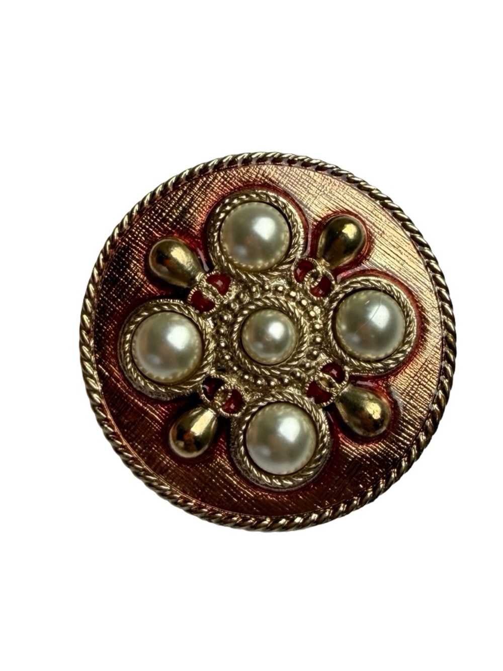 Chanel Pearl Motif Brooch Metal
